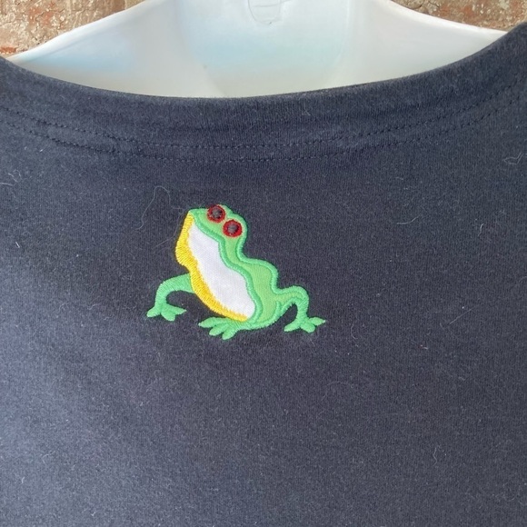 Vintage Bechamel Embroidered Tree Frog Tee Womens Size Large Petite  Top - Picture 8 of 12